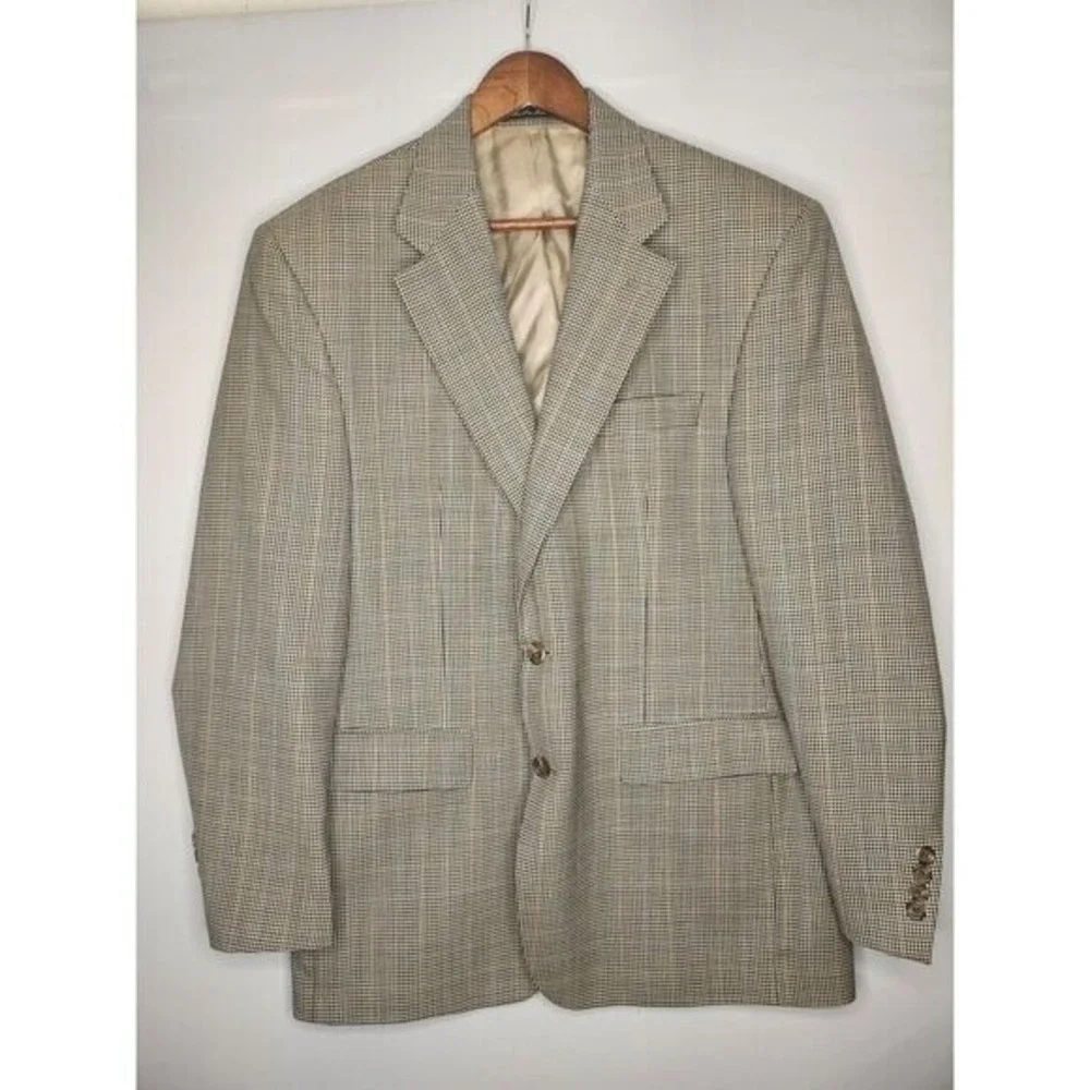 Lauren‎ Ralph Lauren Blazer Men's 44R Wool Houndstooth Sports Coat Jacket